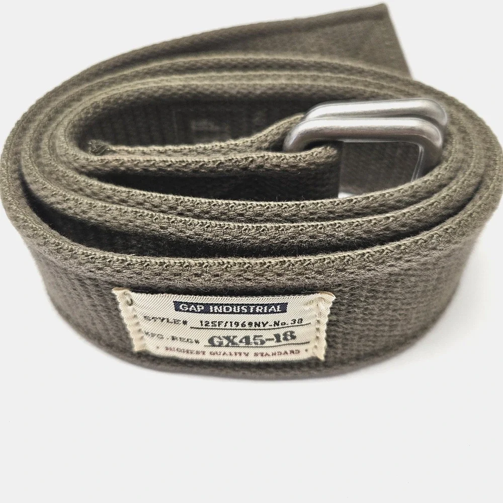 GAP Belt Cotton Web Olive Silver Tone Utility GX45-18 Industrial 40 Inch